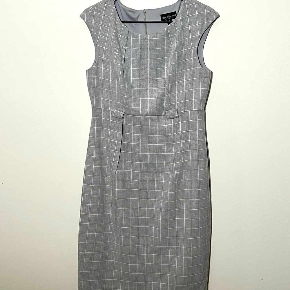 Connected Apparel Grey checkered semi formal dress - size 8
